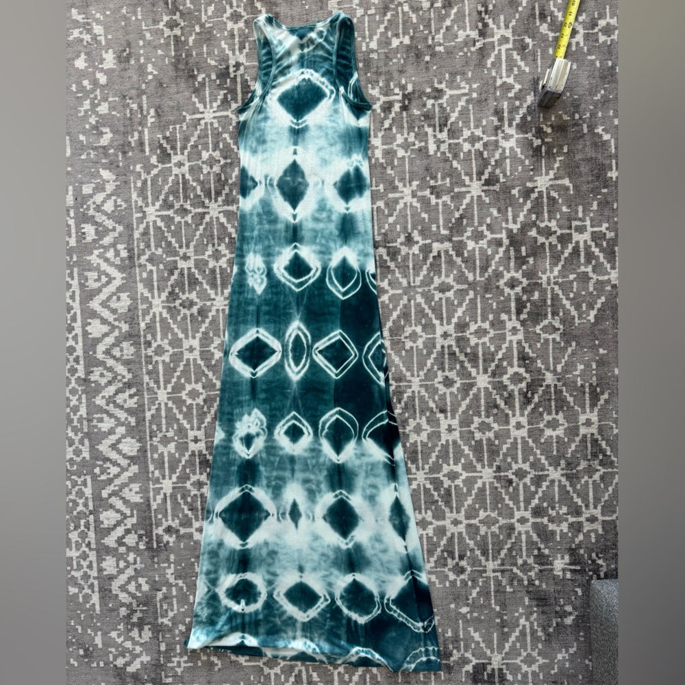 GUC M GO Couture Aqua Blue Tie-Dye Racer tank back Maxi dress